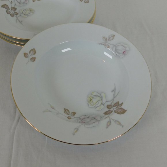 Johann Haviland Sweetheart Rose Rimmed Soup Bowls Bavaria Germany Set of 4 - Picture 9 of 11